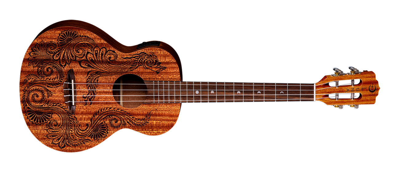 UKE HENNA DRAGON MAHOGANY BARITONE W/ PREAMP